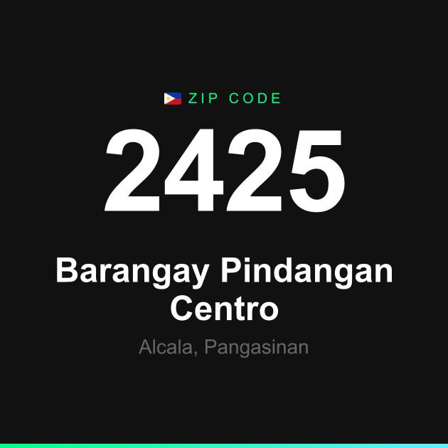 Shareable ZIP code 2425 card for Barangay Pindangan Centro