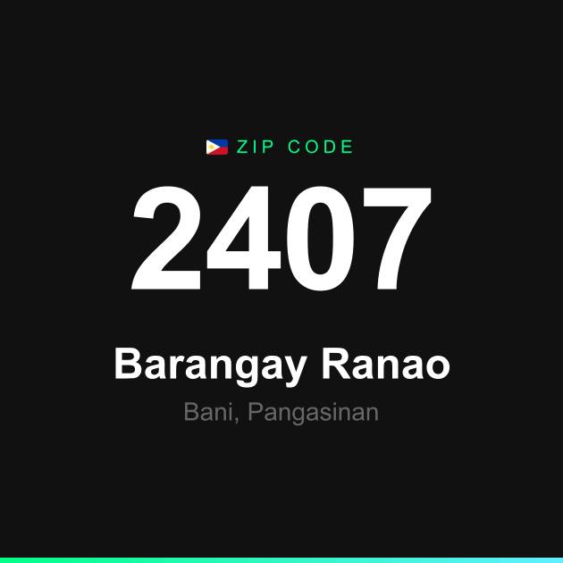 Shareable ZIP code 2407 card for Barangay Ranao