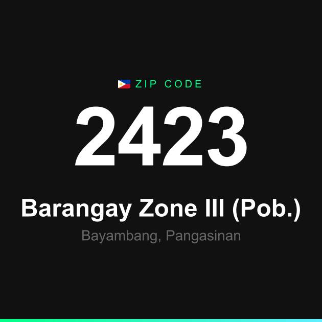 Shareable ZIP code 2423 card for Barangay Zone III (Pob.)
