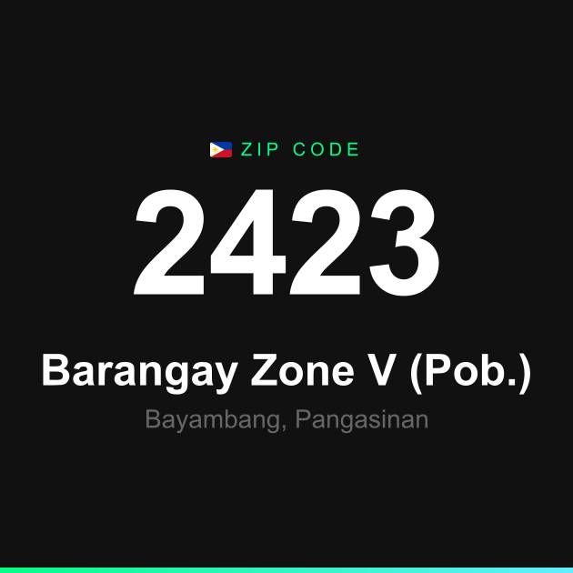 Shareable ZIP code 2423 card for Barangay Zone V (Pob.)