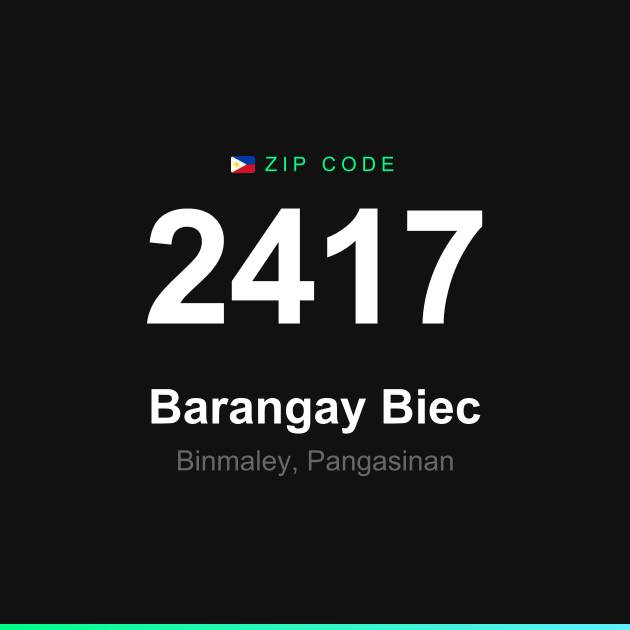 Shareable ZIP code 2417 card for Barangay Biec