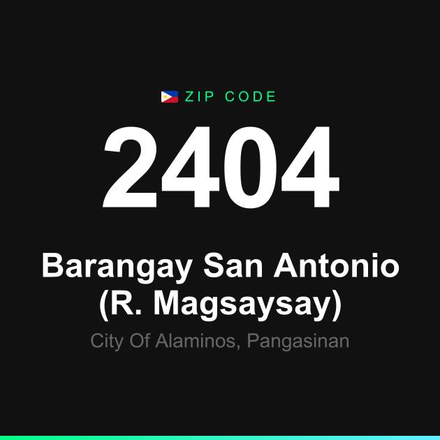 Shareable ZIP code 2404 card for Barangay San Antonio (R. Magsaysay)