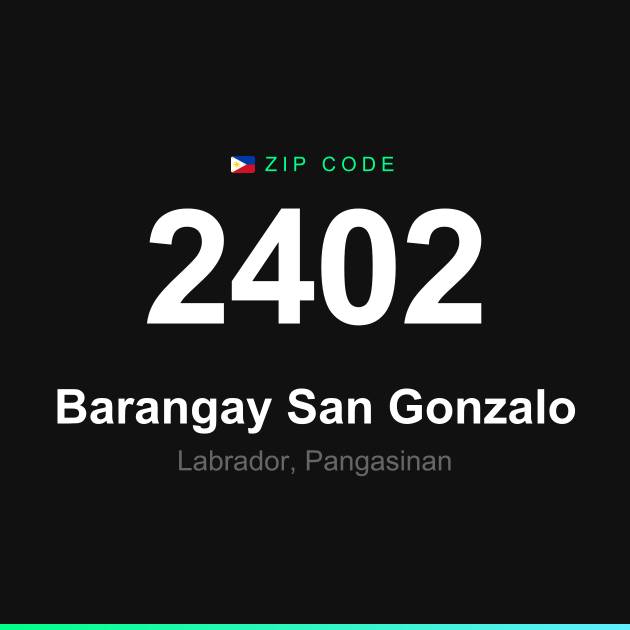 Shareable ZIP code 2402 card for Barangay San Gonzalo