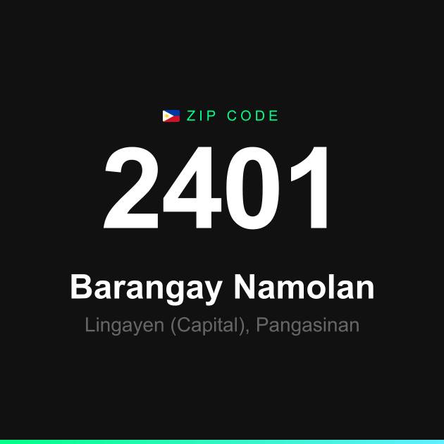 Shareable ZIP code 2401 card for Barangay Namolan