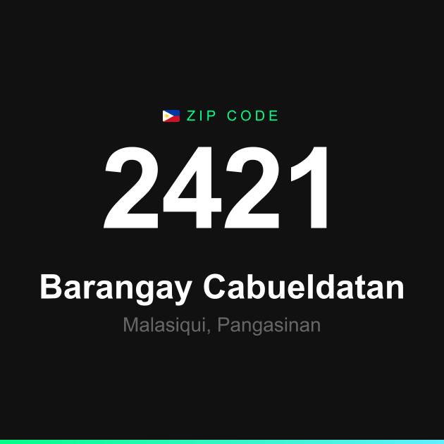 Shareable ZIP code 2421 card for Barangay Cabueldatan