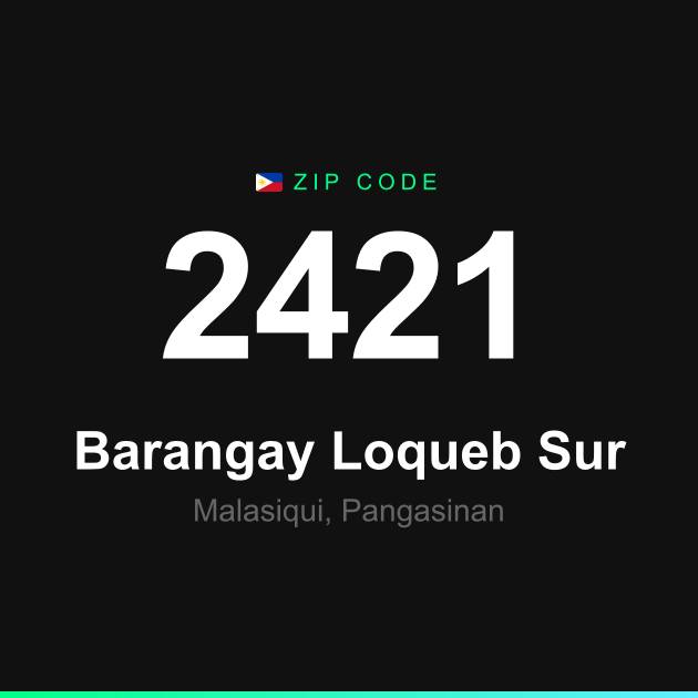 Shareable ZIP code 2421 card for Barangay Loqueb Sur