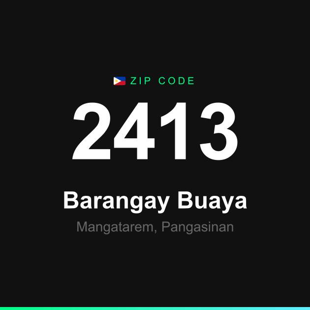 Shareable ZIP code 2413 card for Barangay Buaya