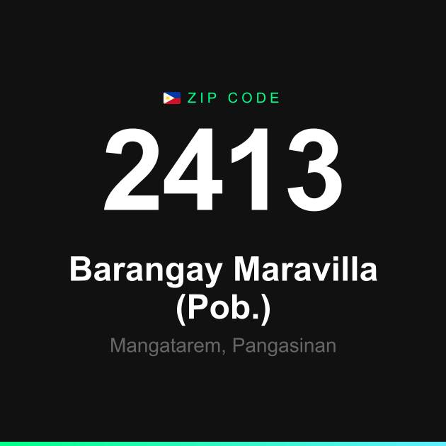 Shareable ZIP code 2413 card for Barangay Maravilla (Pob.)