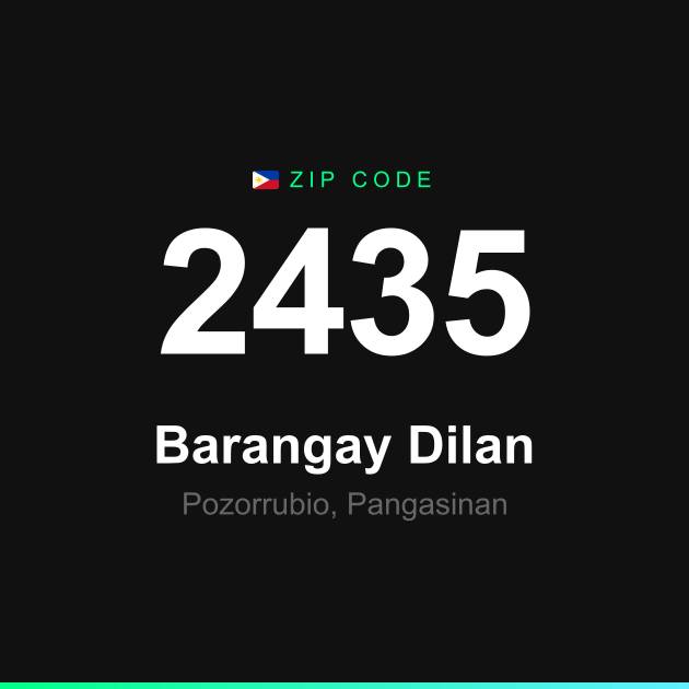 Shareable ZIP code 2435 card for Barangay Dilan