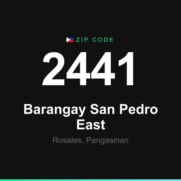 Shareable ZIP code 2441 card for Barangay San Pedro East