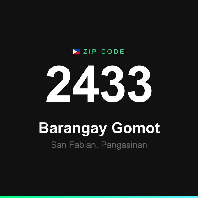 Shareable ZIP code 2433 card for Barangay Gomot