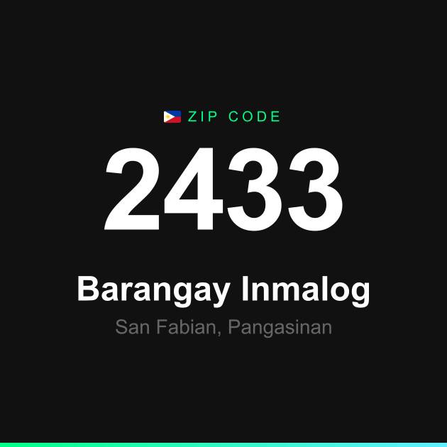 Shareable ZIP code 2433 card for Barangay Inmalog