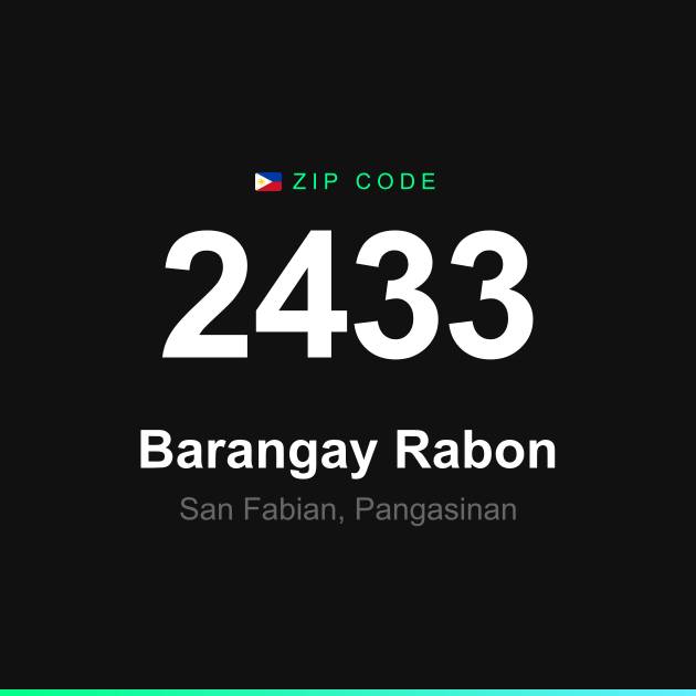 Shareable ZIP code 2433 card for Barangay Rabon