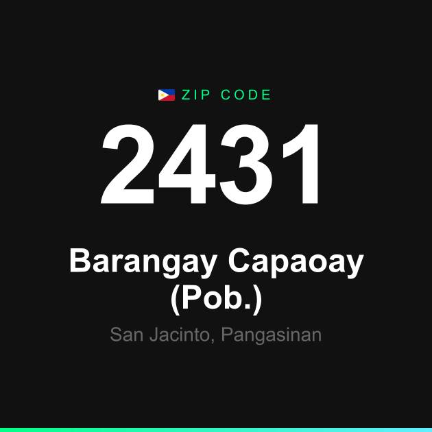 Shareable ZIP code 2431 card for Barangay Capaoay (Pob.)