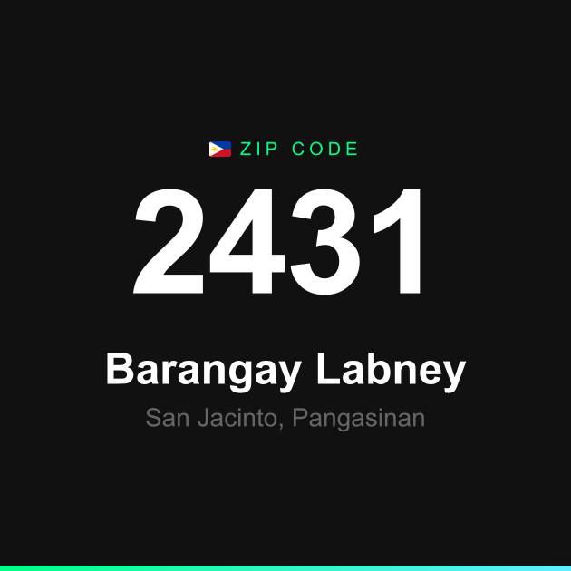 Shareable ZIP code 2431 card for Barangay Labney