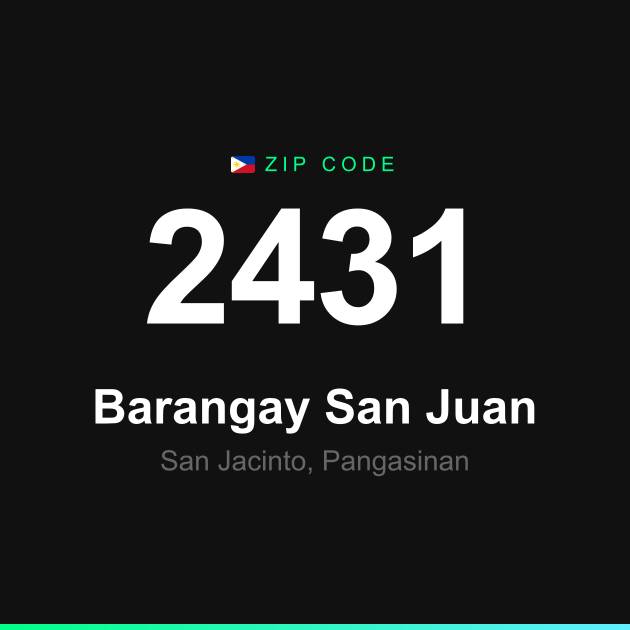 Shareable ZIP code 2431 card for Barangay San Juan