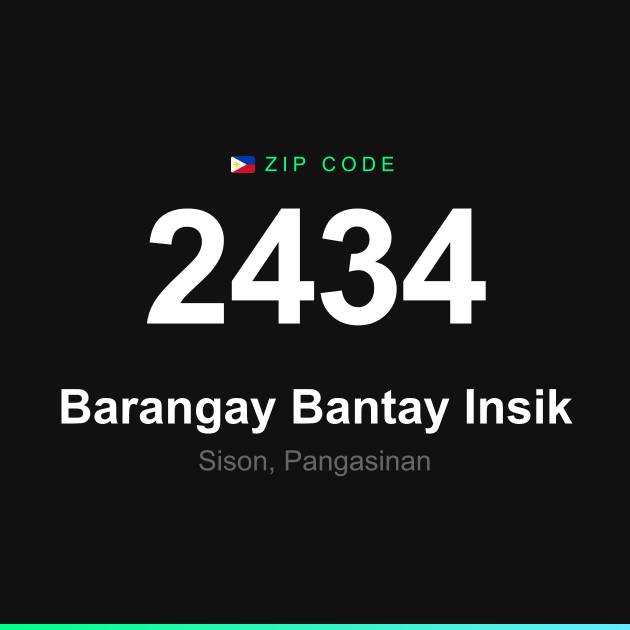 Shareable ZIP code 2434 card for Barangay Bantay Insik