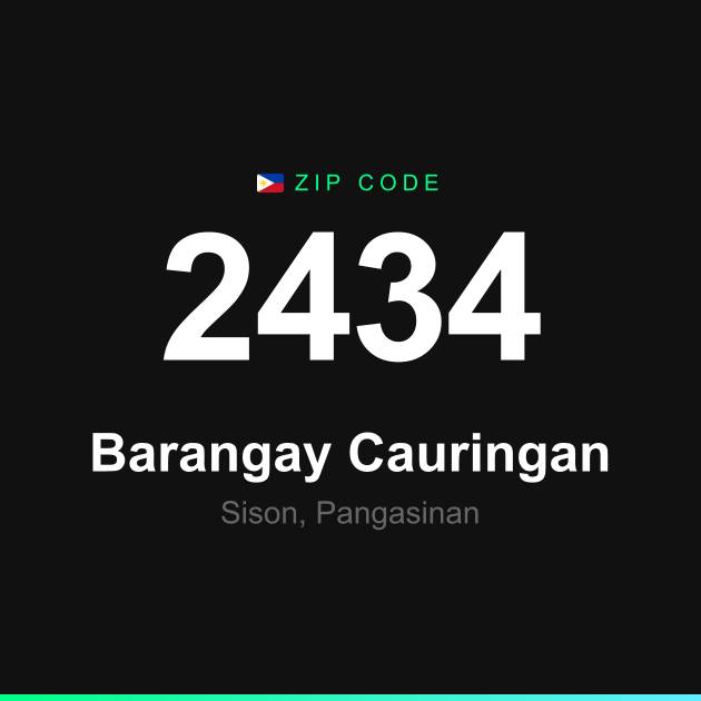 Shareable ZIP code 2434 card for Barangay Cauringan