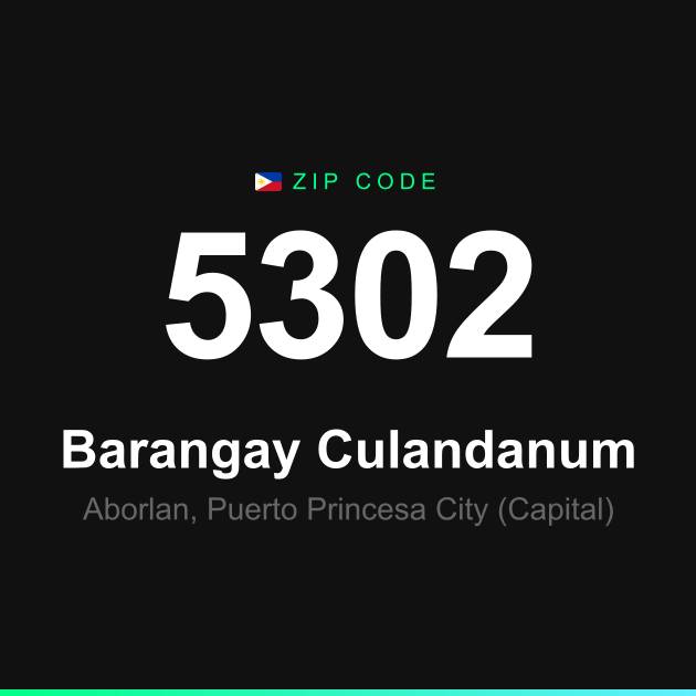 Shareable ZIP code 5302 card for Barangay Culandanum