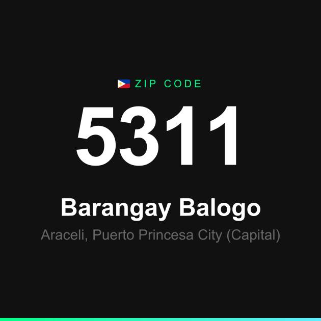 Shareable ZIP code 5311 card for Barangay Balogo