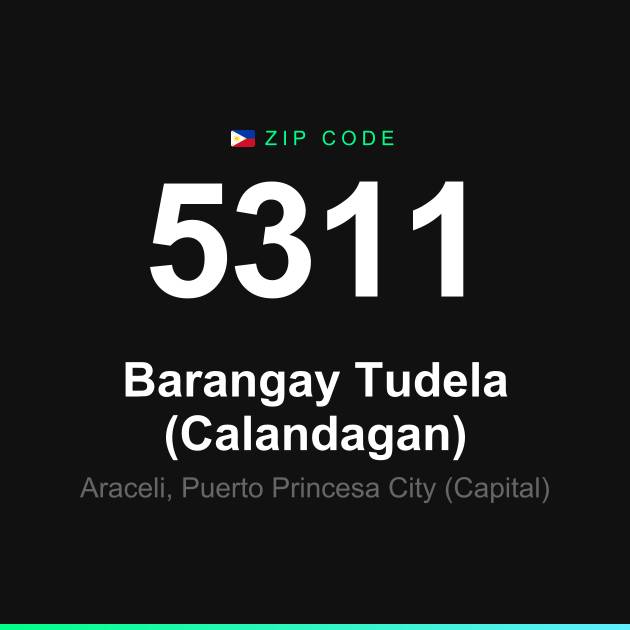 Shareable ZIP code 5311 card for Barangay Tudela (Calandagan)