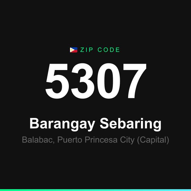 Shareable ZIP code 5307 card for Barangay Sebaring
