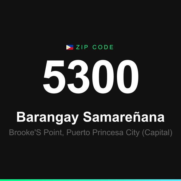 Shareable ZIP code 5300 card for Barangay Samareñana