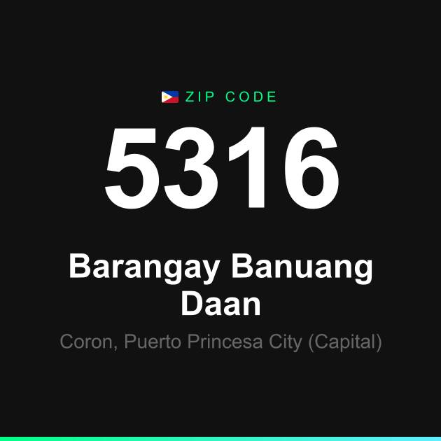 Shareable ZIP code 5316 card for Barangay Banuang Daan