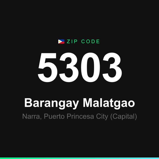 Shareable ZIP code 5303 card for Barangay Malatgao