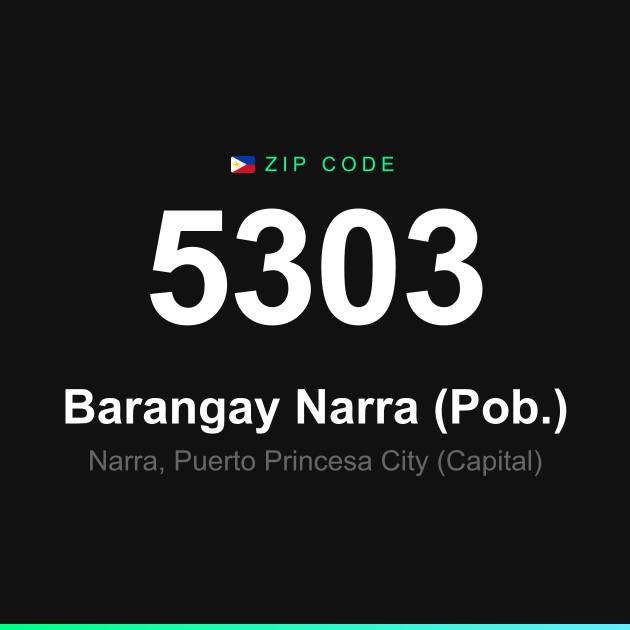 Shareable ZIP code 5303 card for Barangay Narra (Pob.)