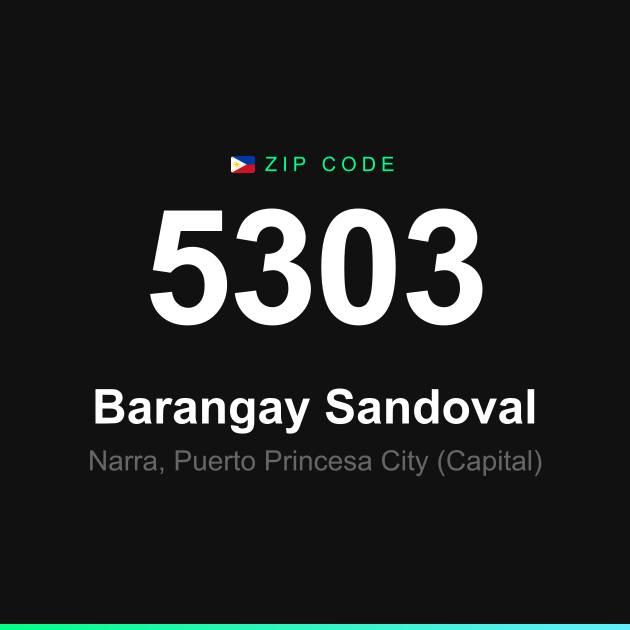 Shareable ZIP code 5303 card for Barangay Sandoval