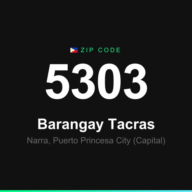 Shareable ZIP code 5303 card for Barangay Tacras