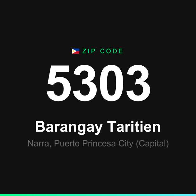 Shareable ZIP code 5303 card for Barangay Taritien