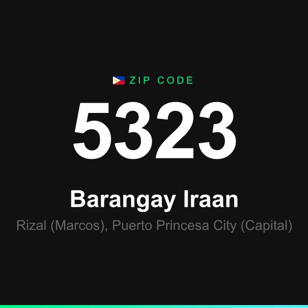 Shareable ZIP code 5323 card for Barangay Iraan