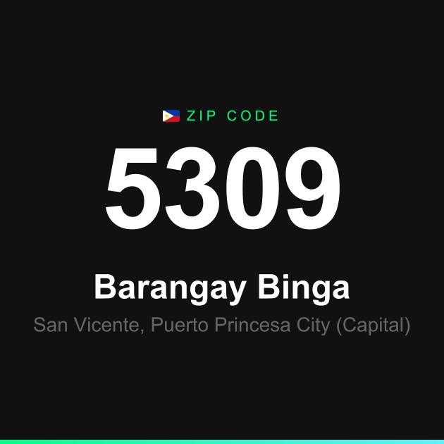 Shareable ZIP code 5309 card for Barangay Binga