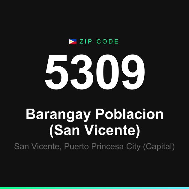 Shareable ZIP code 5309 card for Barangay Poblacion (San Vicente)
