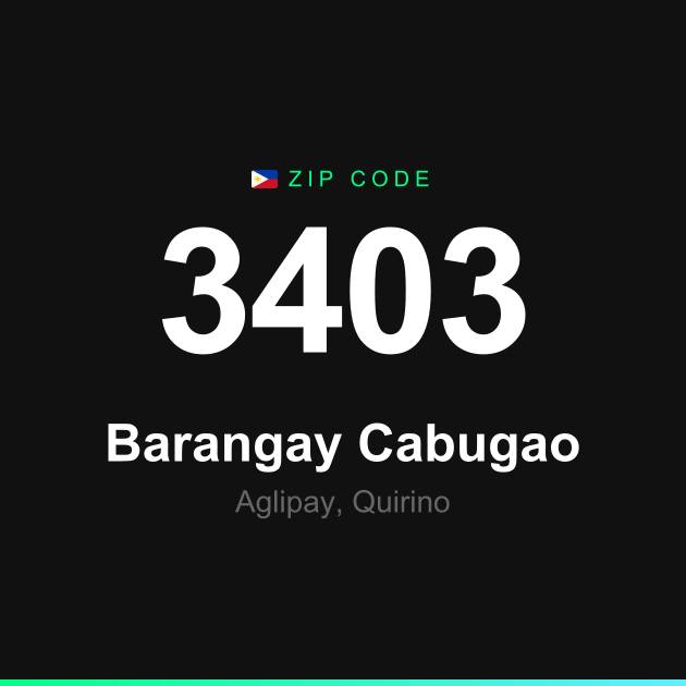 Shareable ZIP code 3403 card for Barangay Cabugao