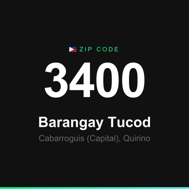 Shareable ZIP code 3400 card for Barangay Tucod