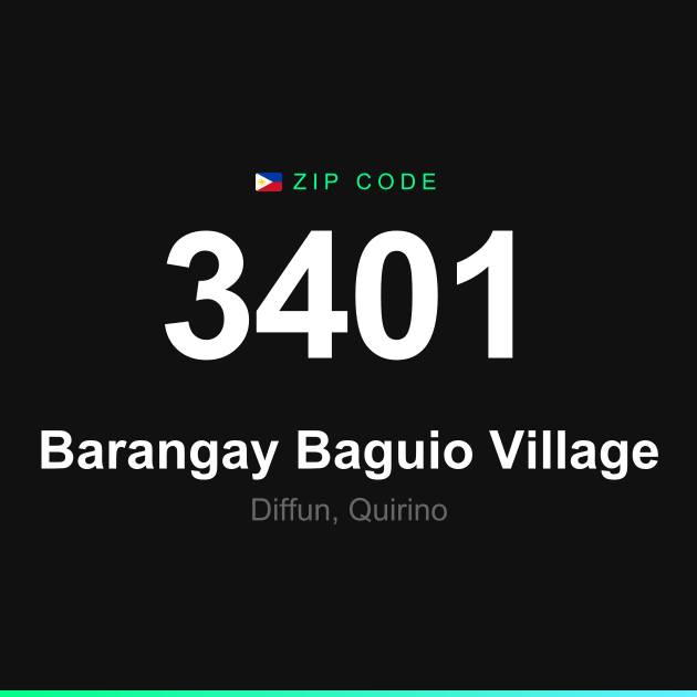 Shareable ZIP code 3401 card for Barangay Baguio Village