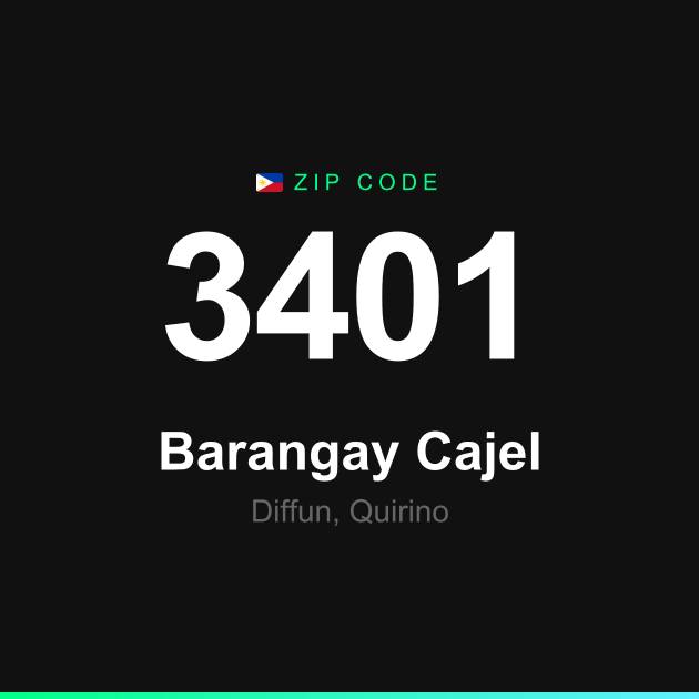 Shareable ZIP code 3401 card for Barangay Cajel
