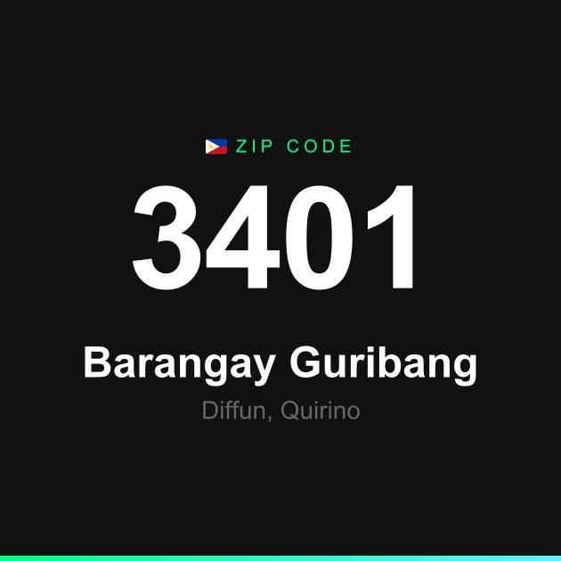 Shareable ZIP code 3401 card for Barangay Guribang