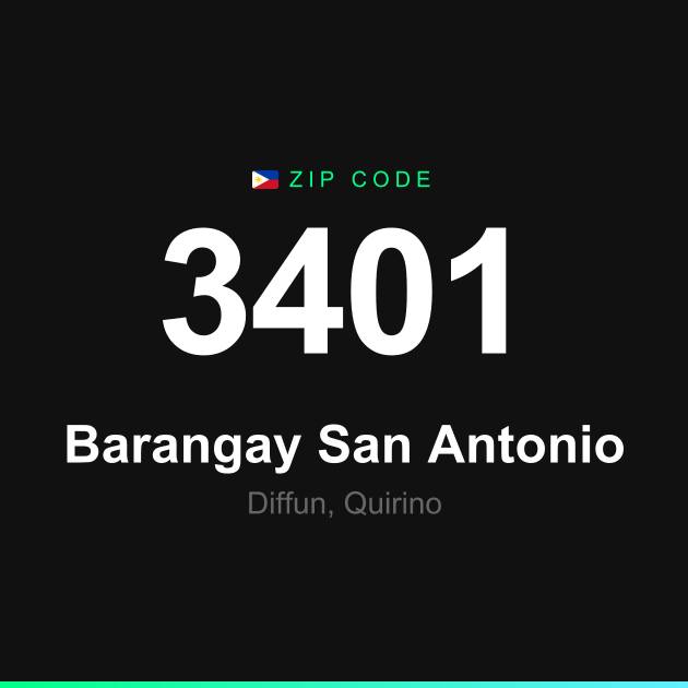 Shareable ZIP code 3401 card for Barangay San Antonio