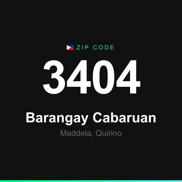 Shareable ZIP code 3404 card for Barangay Cabaruan