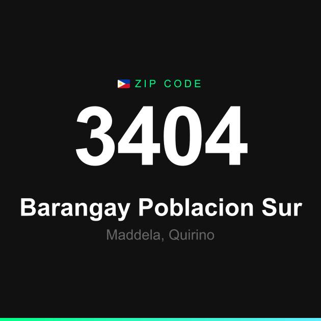 Shareable ZIP code 3404 card for Barangay Poblacion Sur