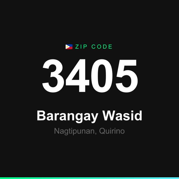 Shareable ZIP code 3405 card for Barangay Wasid