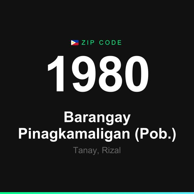 Shareable ZIP code 1980 card for Barangay Pinagkamaligan (Pob.)