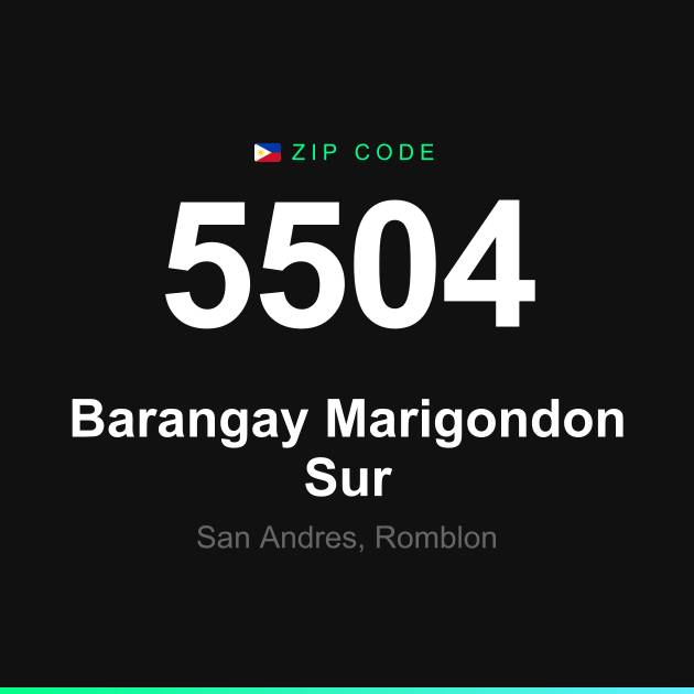 Shareable ZIP code 5504 card for Barangay Marigondon Sur