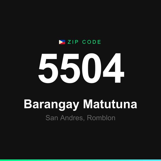 Shareable ZIP code 5504 card for Barangay Matutuna