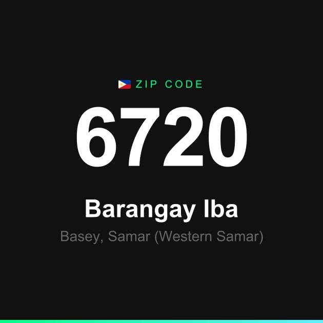 Shareable ZIP code 6720 card for Barangay Iba