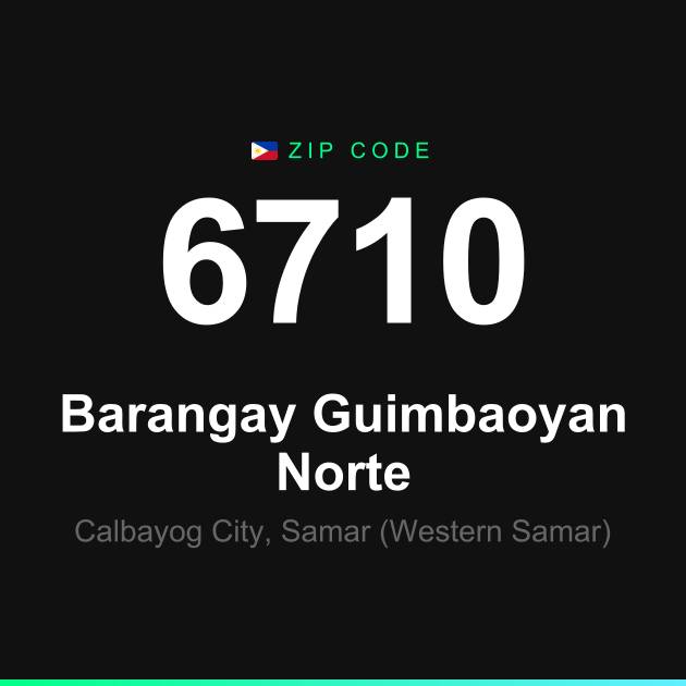 Shareable ZIP code 6710 card for Barangay Guimbaoyan Norte